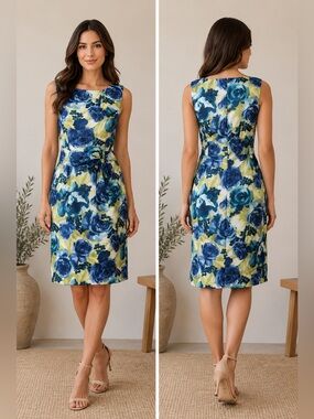 Brooks Brothers 100% Silk Dress & Lining Green, Blu, Size 2 /US 6